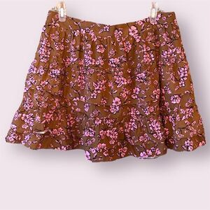 ARULA Brown & Pink Tiered Mini Skirt